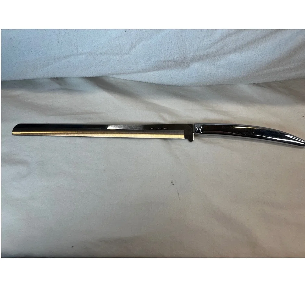 Carvel Hall Carving Knife Vintage USA Mid Century Modern Chrome Slicer 16 Inch